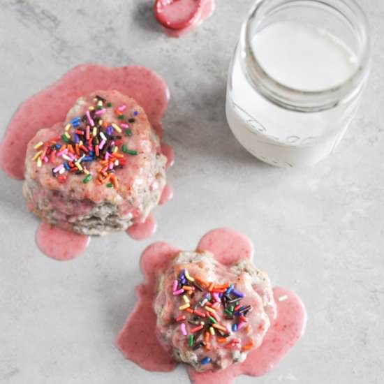 Sprinkled strawberry coconut scones