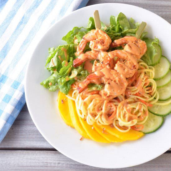 Zoodle Shrimp with Tahini Sriracha