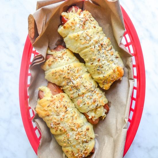 Cheesy Everything Dogs in a Blanket