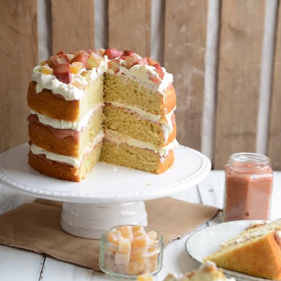Rhubarb, Ginger & Orange Cake