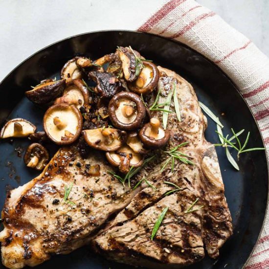 Porter House Steak with Mushrooms