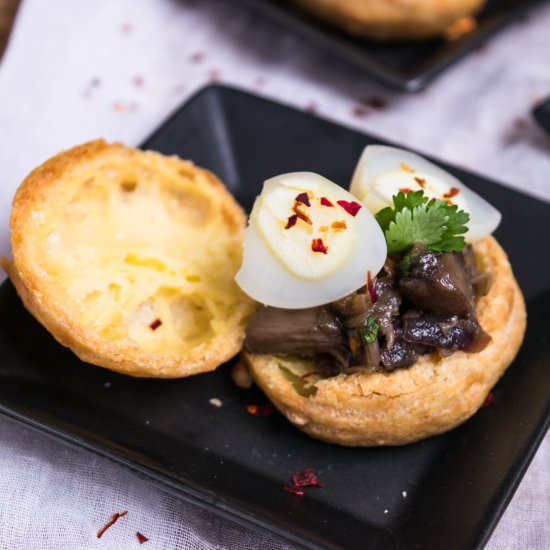 Mushroom and Quail Egg Gougère