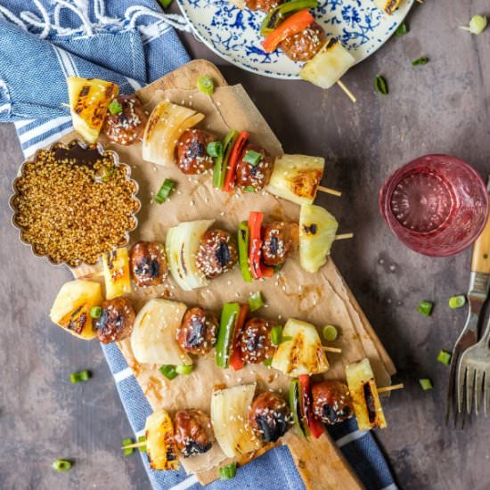 Chicken Teriyaki Meatball Skewers