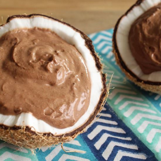 Chocolate Mousse in a Coconut