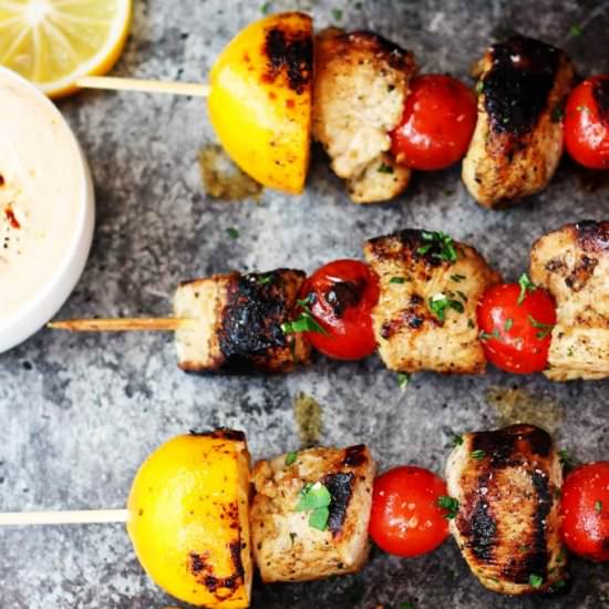 Chicken Skewers wtih Harissa Yogurt