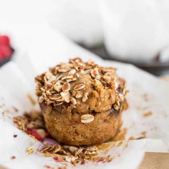 Raspberry Oatmeal Streusel Muffins