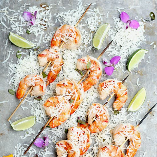 Coconut Milk Shrimp Skewers