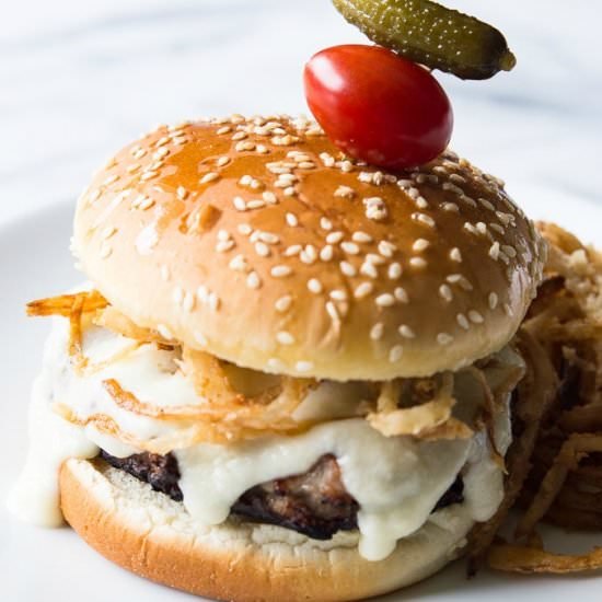 Crispy Fried Onion Swiss Burger