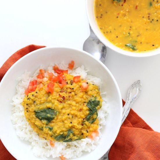 Turmeric Spinach Lentil Dal