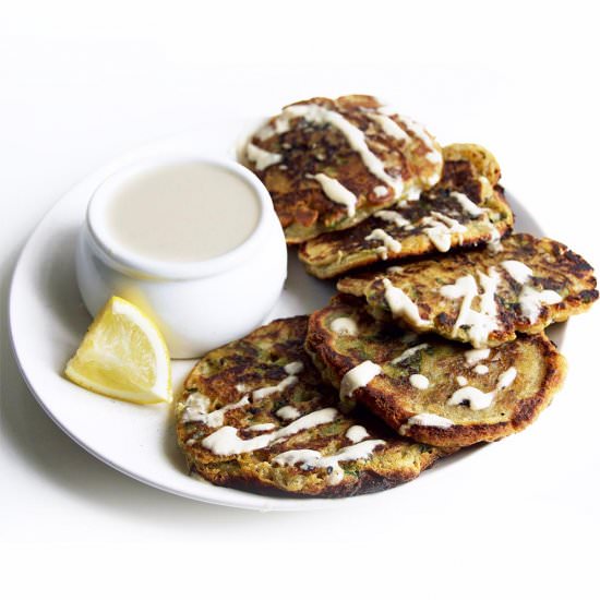 Spinach Pancakes with Tahini