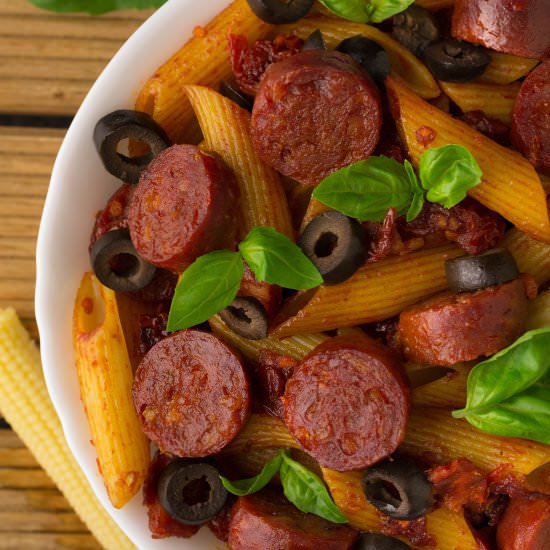 Chorizo Penne with Sun-Dried Tomato