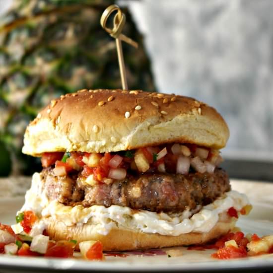 Pork Burger With Pineapple Salsa