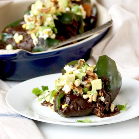 Walnut Mole Chicken Stuffed Poblano