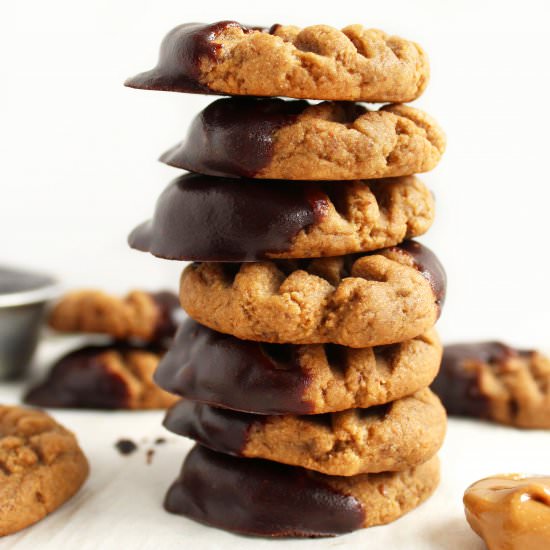 Chocolate Dipped Sunbutter Cookies