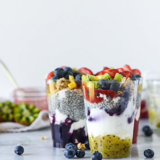 rainbow syrup chia pudding parfaits