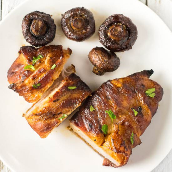 Bacon Wrapped Smoked Chicken Breast