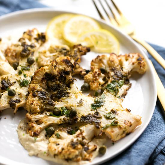 Lemon-Caper Cauliflower Steaks