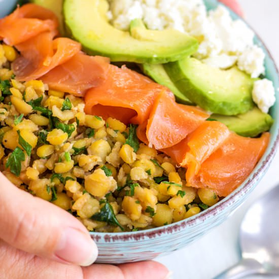 Butter roasted split pea power bowl