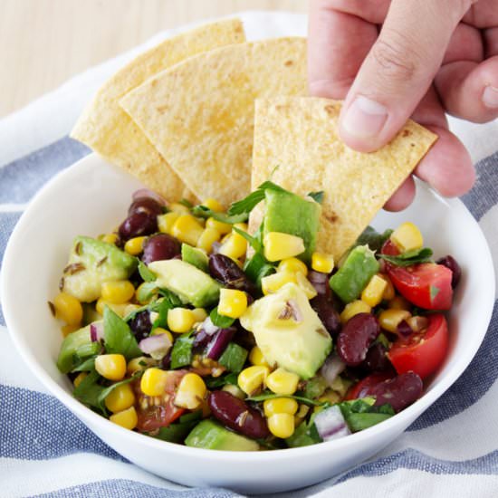 Black bean, corn and avocado salad