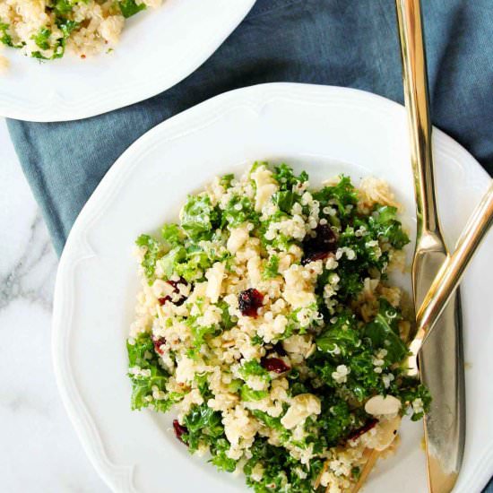 Kale Cranberry Almond Quinoa Salad