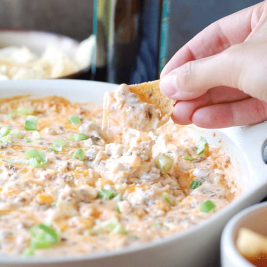 Hot Sausage Beer Cheese Dip