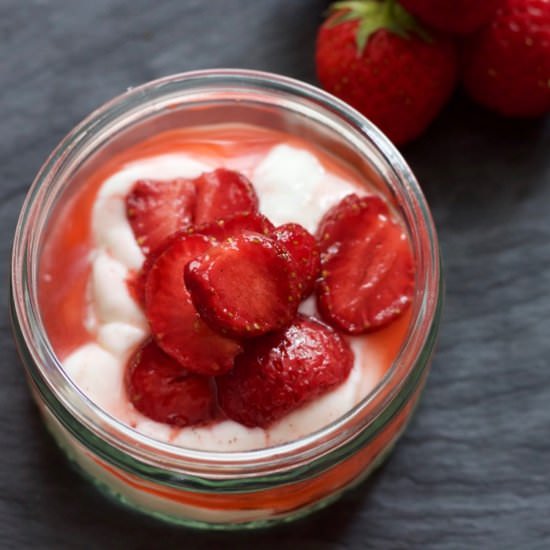 Strawberries in cardamom syrup