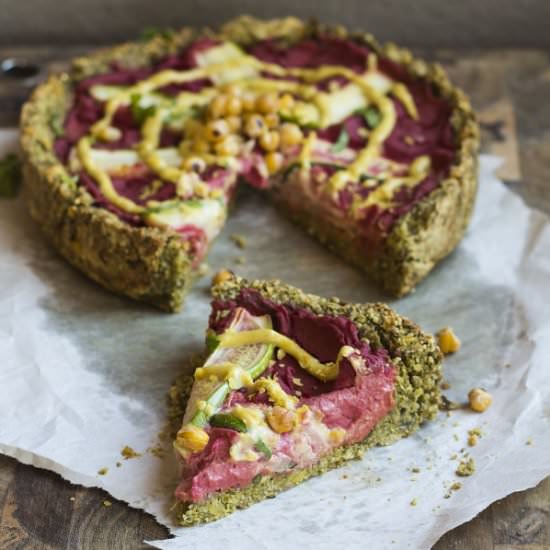 Deep dish falafel pizza