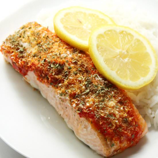 Harissa Salmon w/ Shredded Coconut