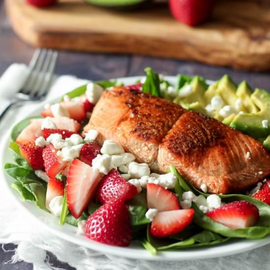 Salmon Strawberry Avocado Salad