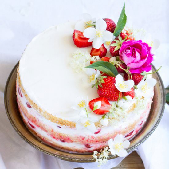 Strawberry and Elderflower Torte