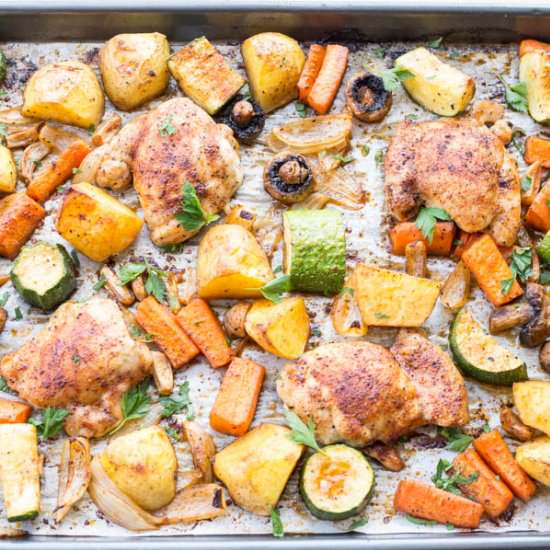 One Pan Chicken, Potatoes and Vegetables