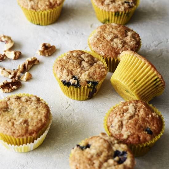 Blueberry Cakes + Walnut Streusel