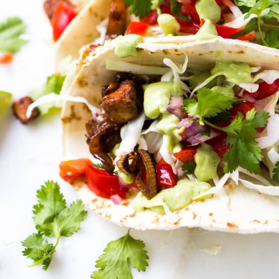 Vegetarian Tacos & Avocado Crema