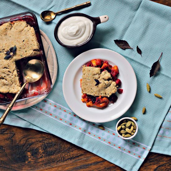 Berry Peach Breakfast Cobbler