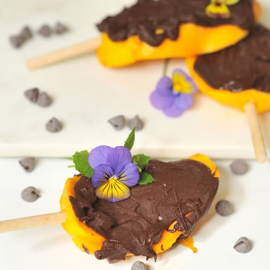 Chocolate Covered Mango Popsicles
