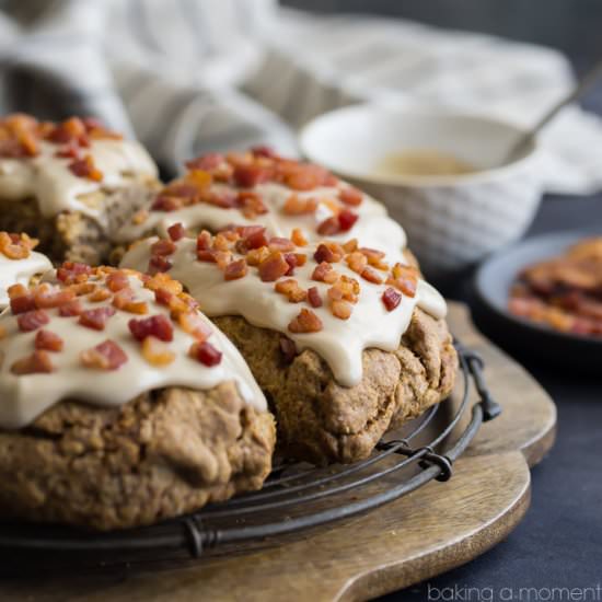Cinnamon PB Scones with Maple Bacon