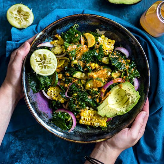 Grilled Corn Kale Salad