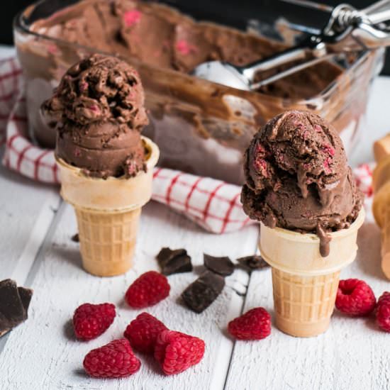 Dark Chocolate Raspberry Ice Cream