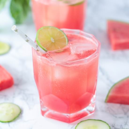 Watermelon Basil Cucumber Gimlets