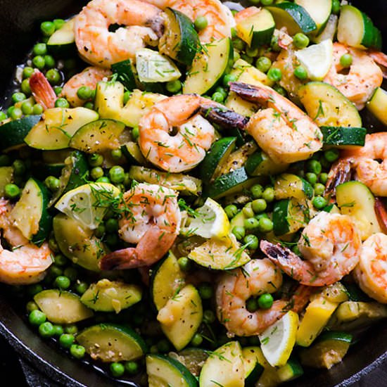 Lemon Dill Shrimp, Zucchini & Peas