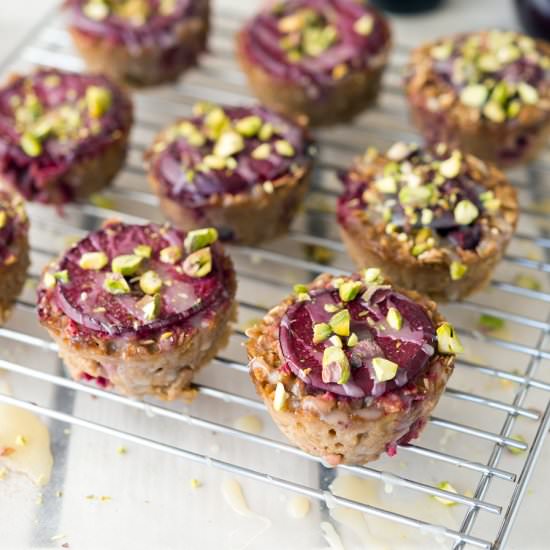 Baked Plum Pistachio Oatmeal Cups