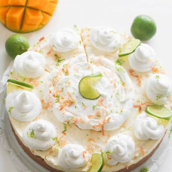 Key Lime Mango Cheesecake Pie