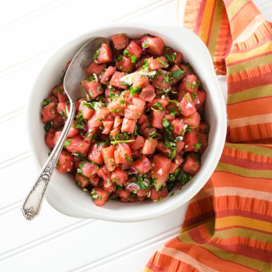 Spicy Watermelon Spinach Salad