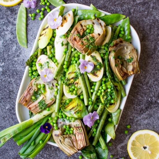 Grilled Spring Greens with Parsley