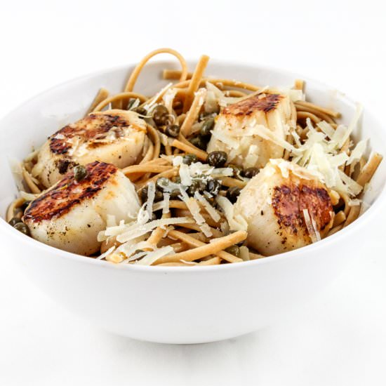 Seared Scallop Linguine with Capers