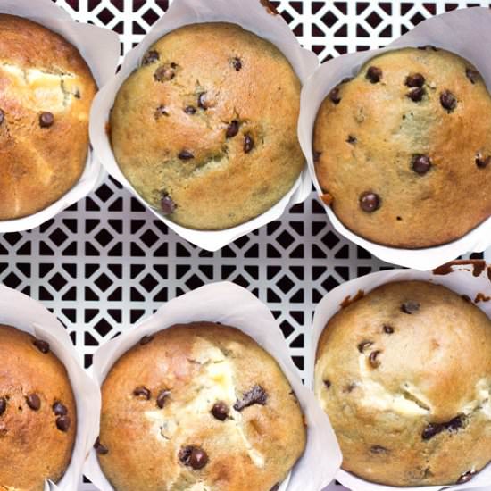Cream Cheese Chocolate Chip Muffins