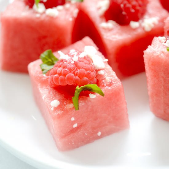 Raspberry-Basil Watermelon Cups