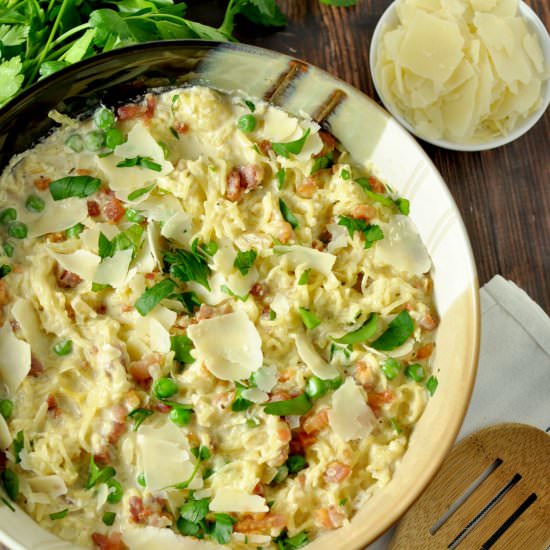 Spaghetti Squash Alfredo Pancetta