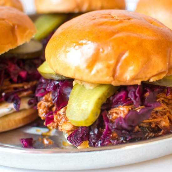 Pulled Chipotle BBQ Chicken Burgers