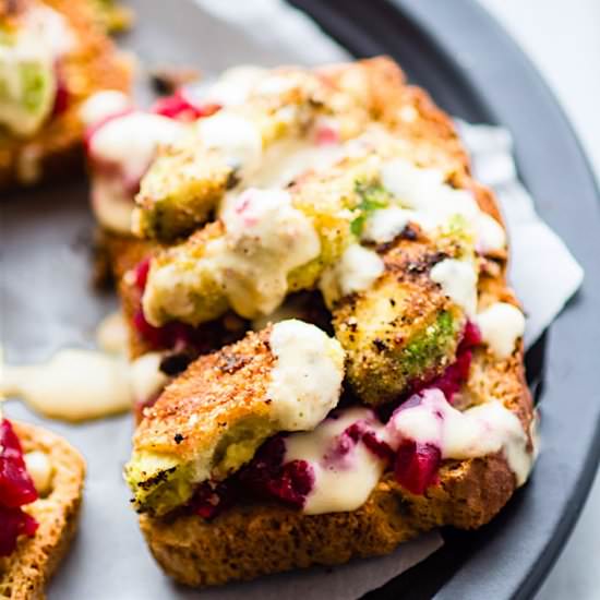 Beet Mash and Fried Avocado Toast